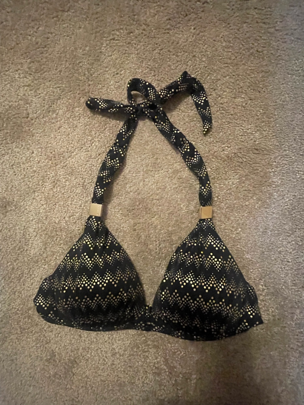 Victoria's Secret Black and Gold Halter Bikini Top